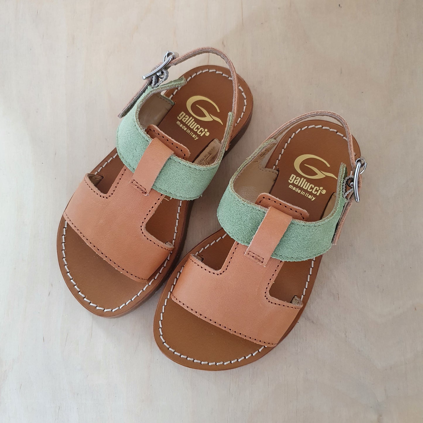 GALLUCCI - sandaal camel en verde