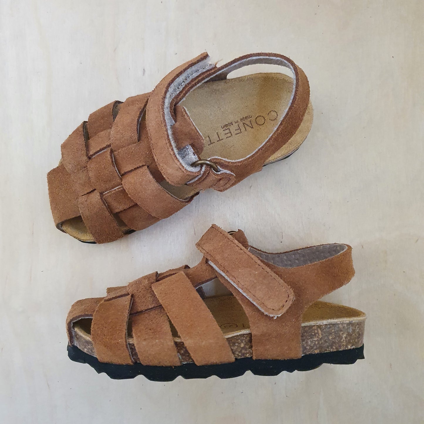CONFETTI - sandaal bio - suede bruin