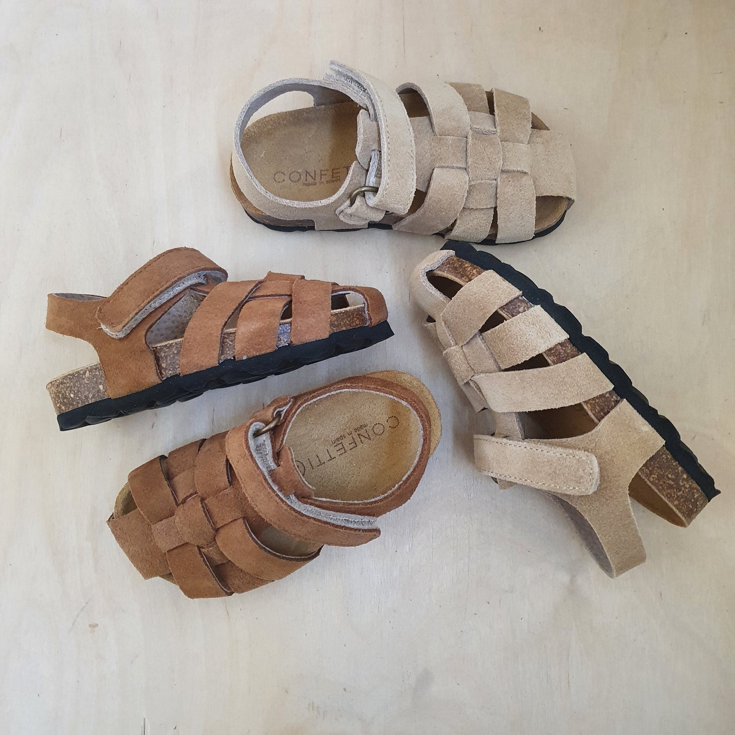 CONFETTI - sandaal bio - suede taupe