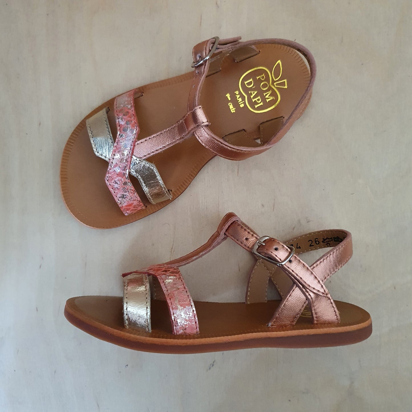 POM D'API - sandaal plagette salome tek - laminato terracotta