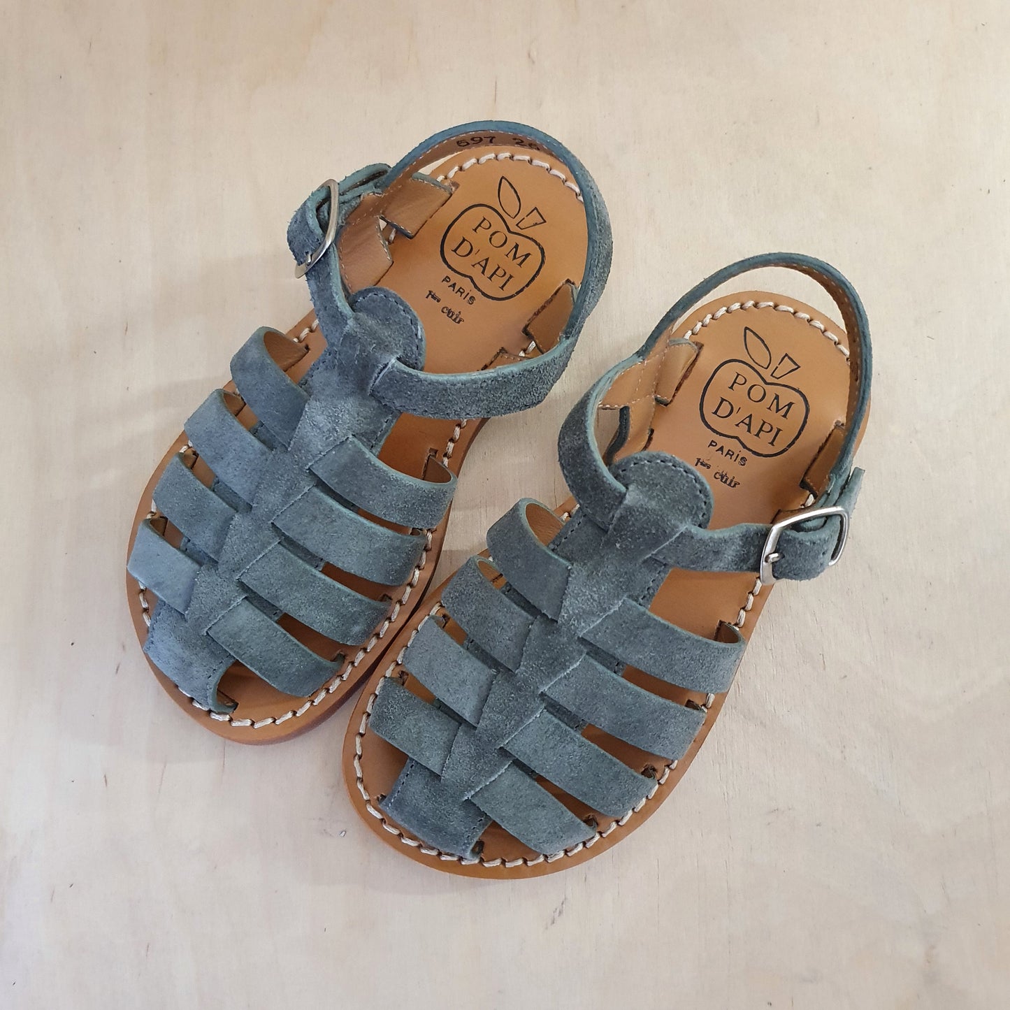 sandaal plage stitch dad - velour ciment