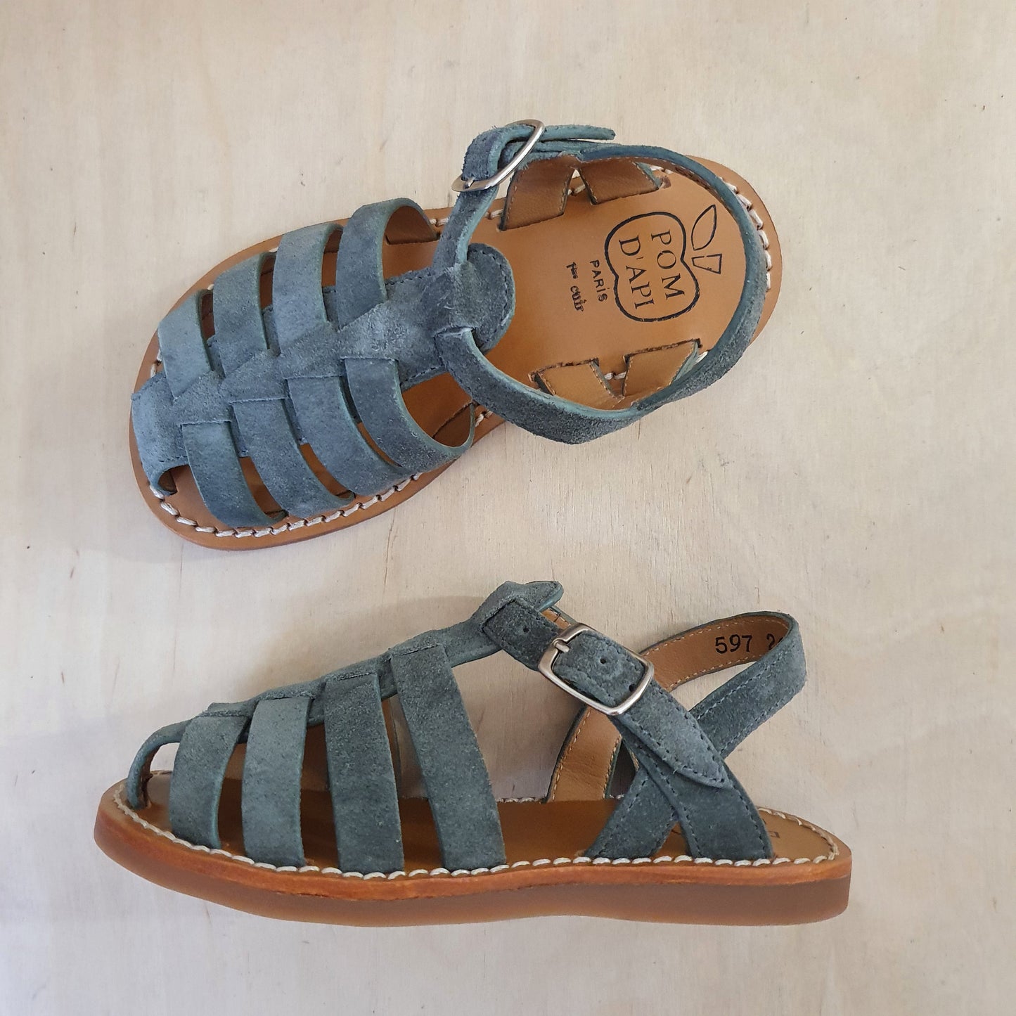 sandaal plage stitch dad - velour ciment