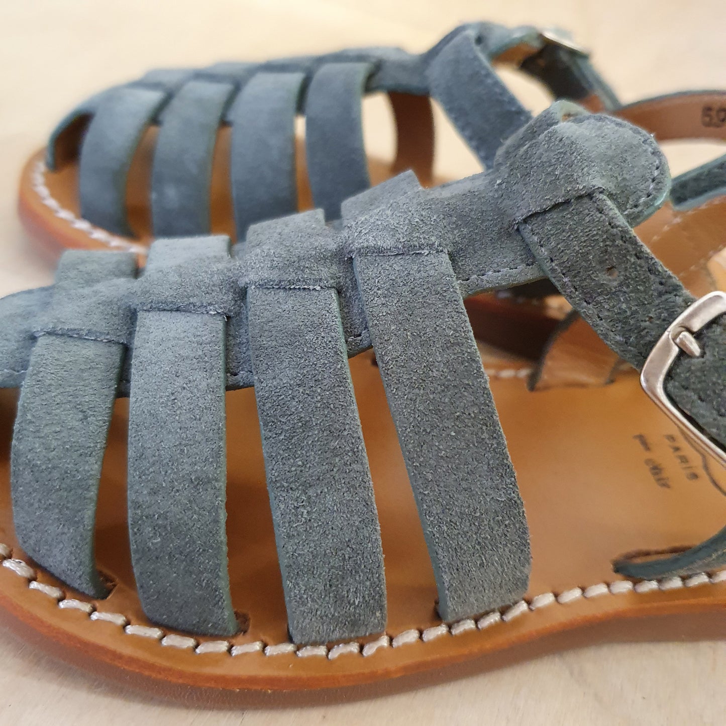 sandaal plage stitch dad - velour ciment