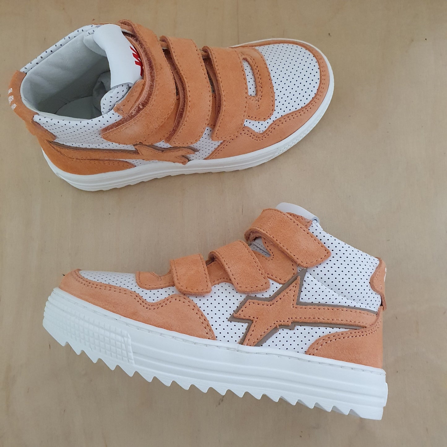 W6YZ - hightop sneaker velcro - salmon white