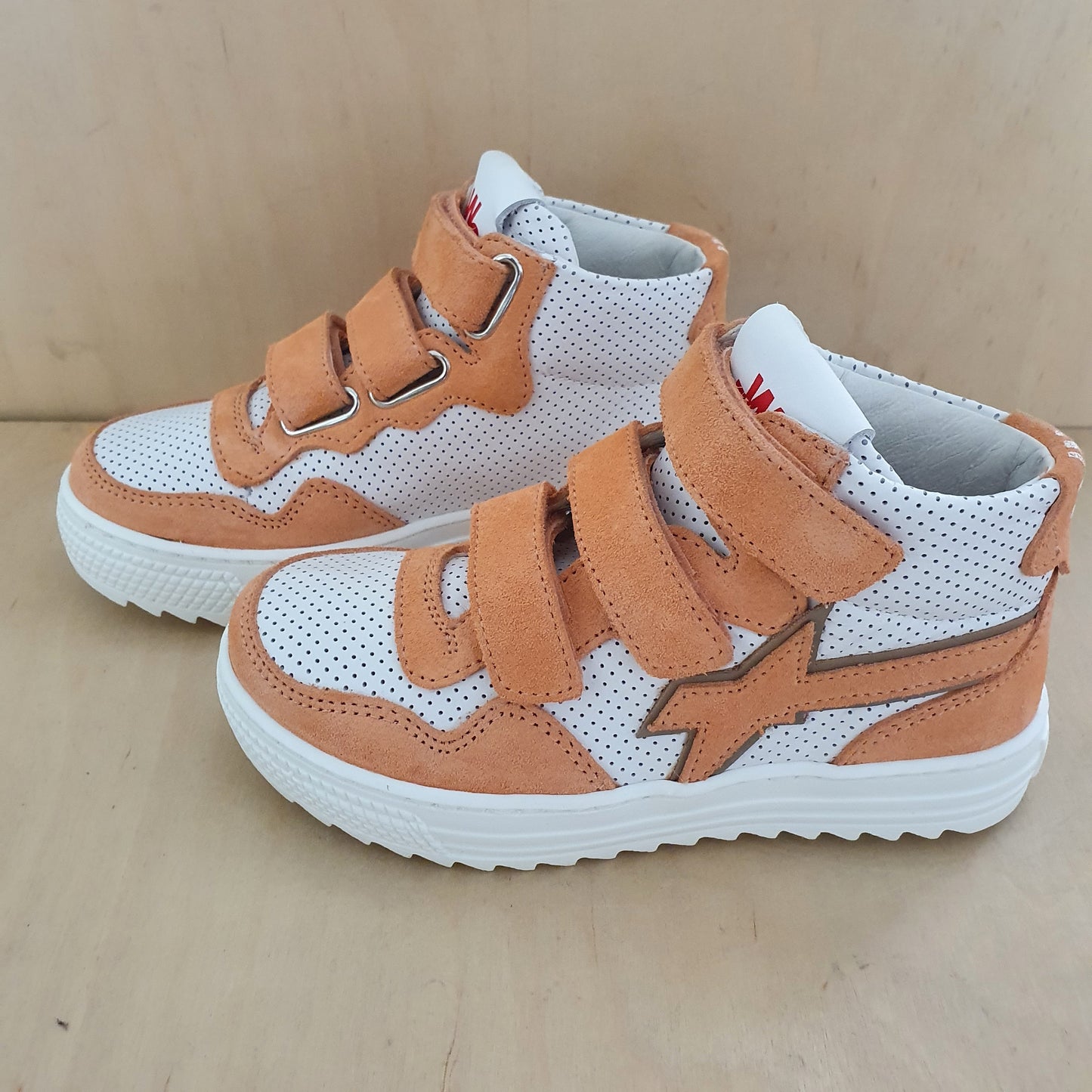 W6YZ - hightop sneaker velcro - salmon white
