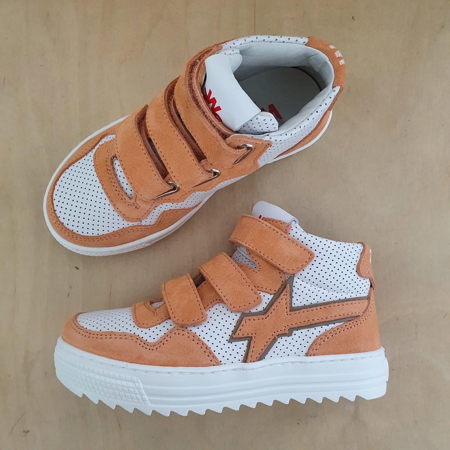 W6YZ - hightop sneaker velcro - salmon white