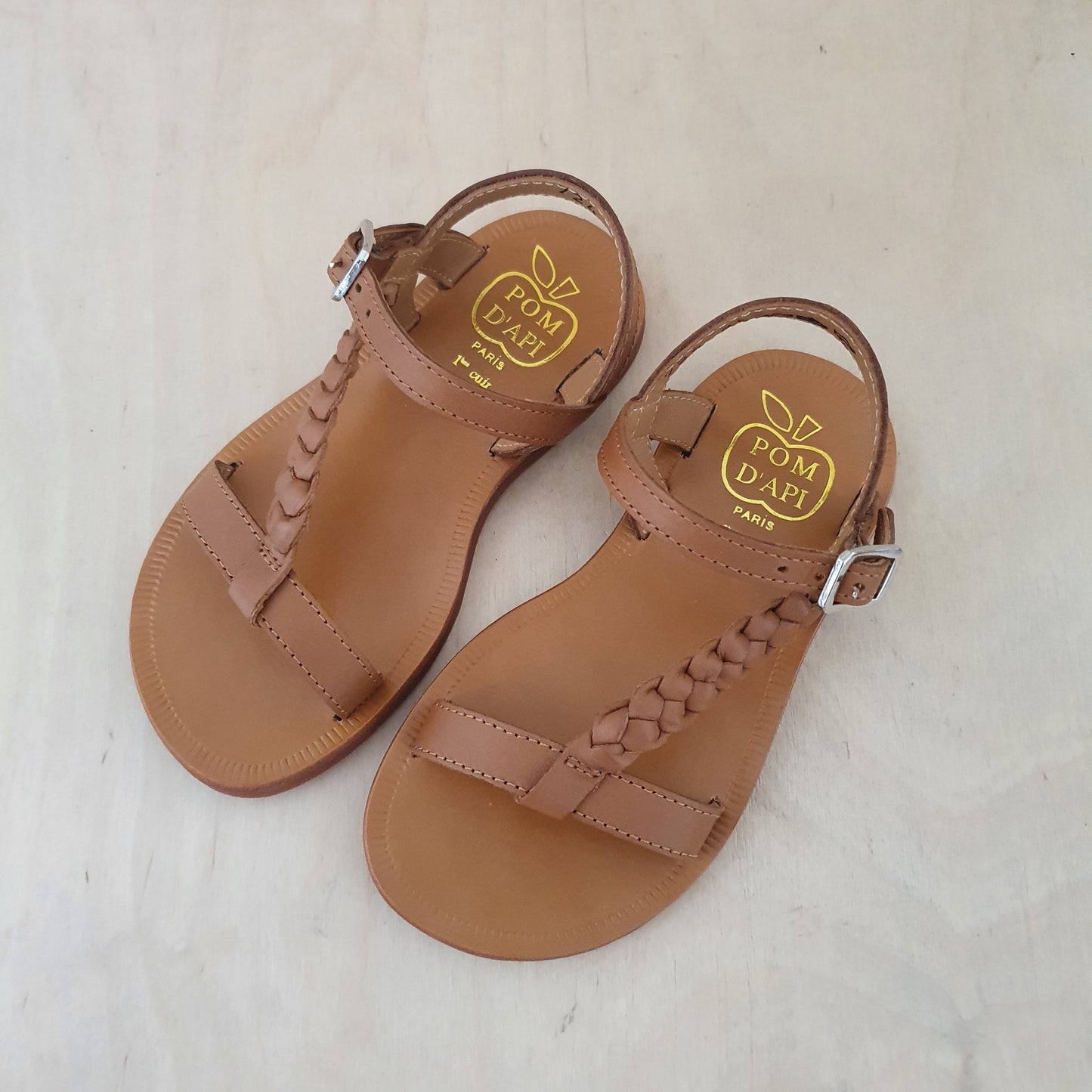 POM D'API - sandaal plagette antik - vlecht camel