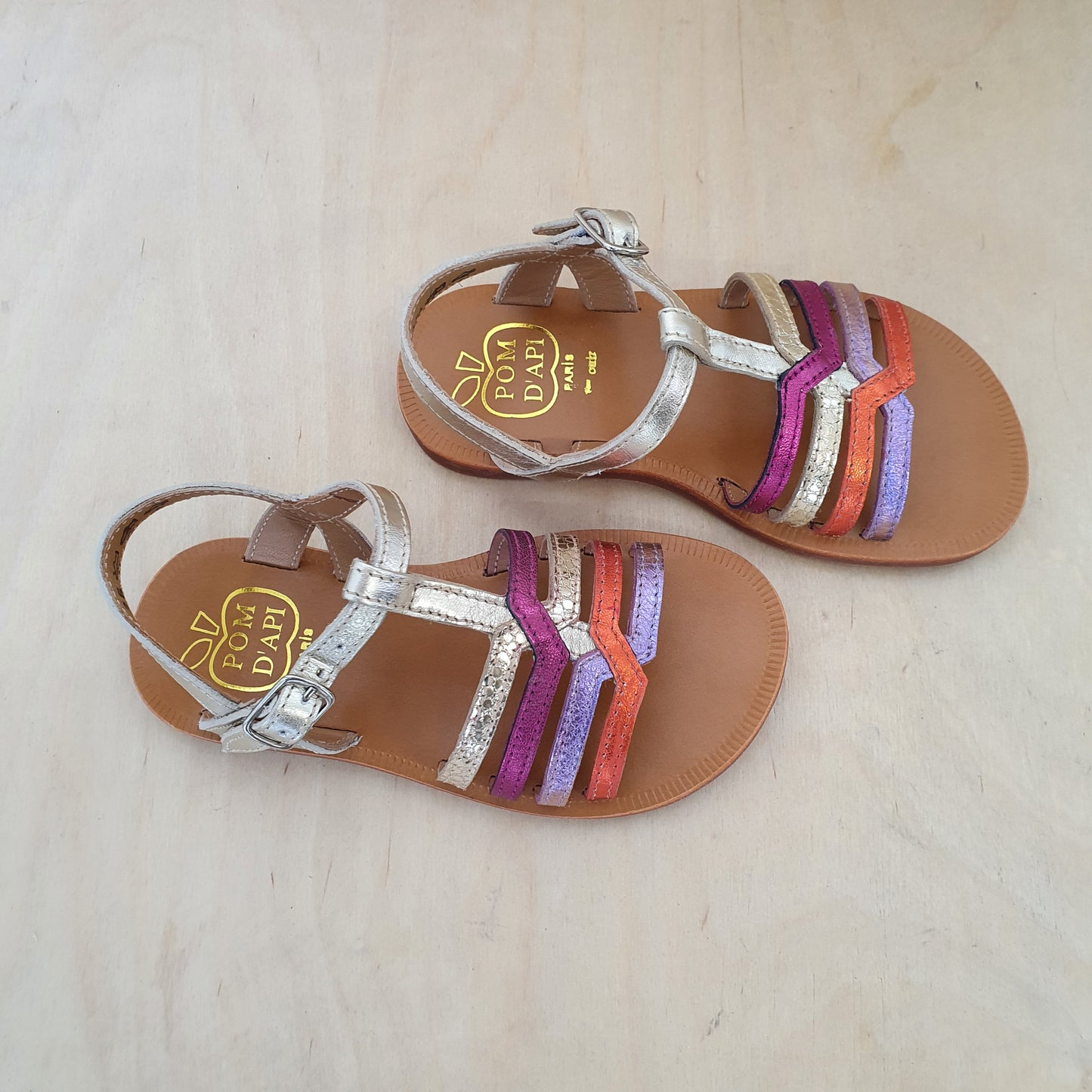 POM D'API - sandaal plagette new salome - laminato platine/multi