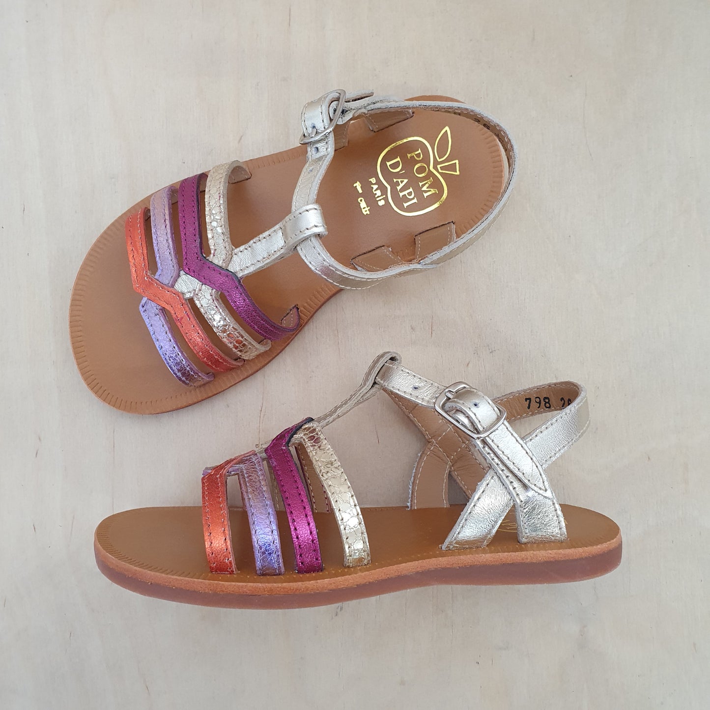 POM D'API - sandaal plagette new salome - laminato platine/multi