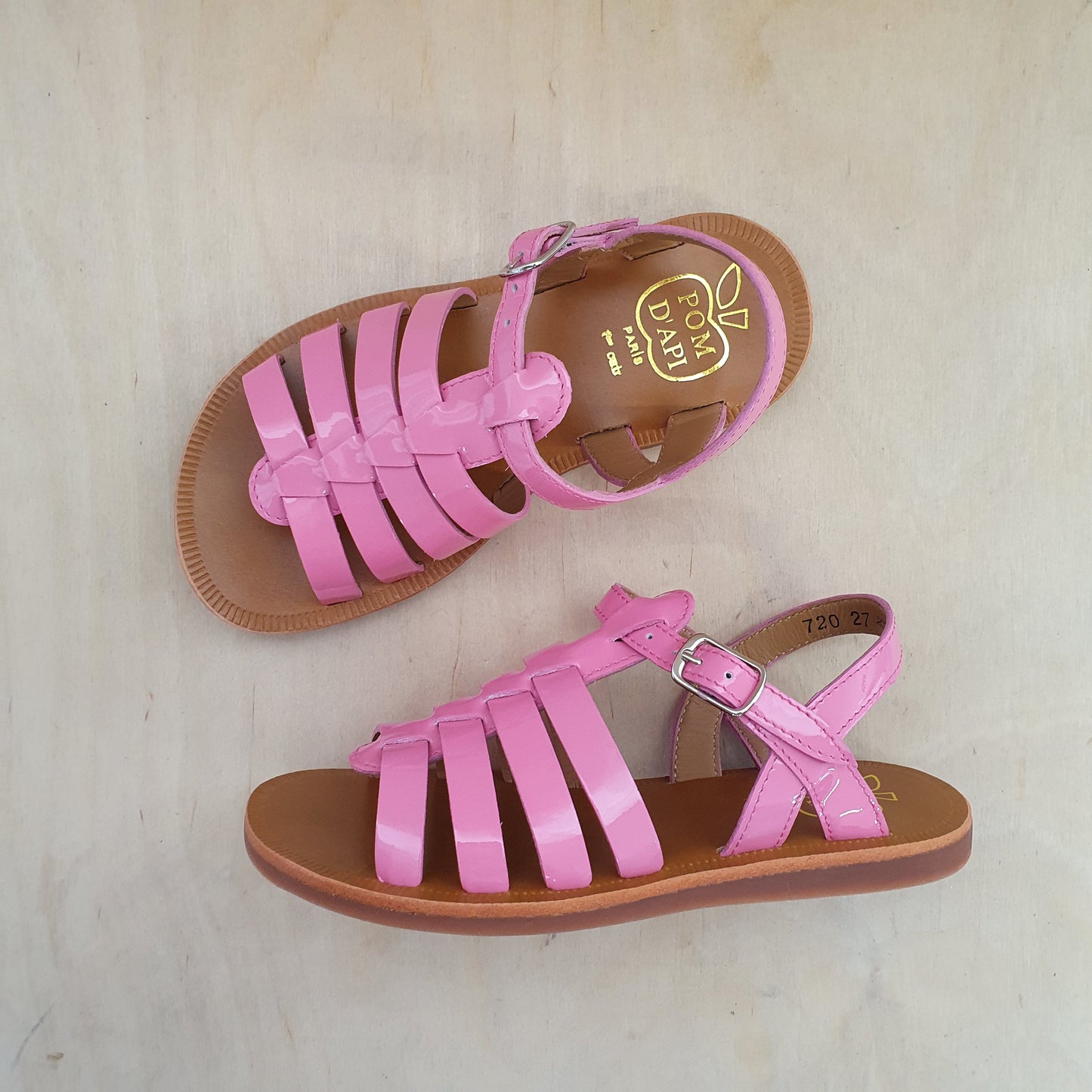 POM D'API - sandaal plagette strap - vernis bubblegum