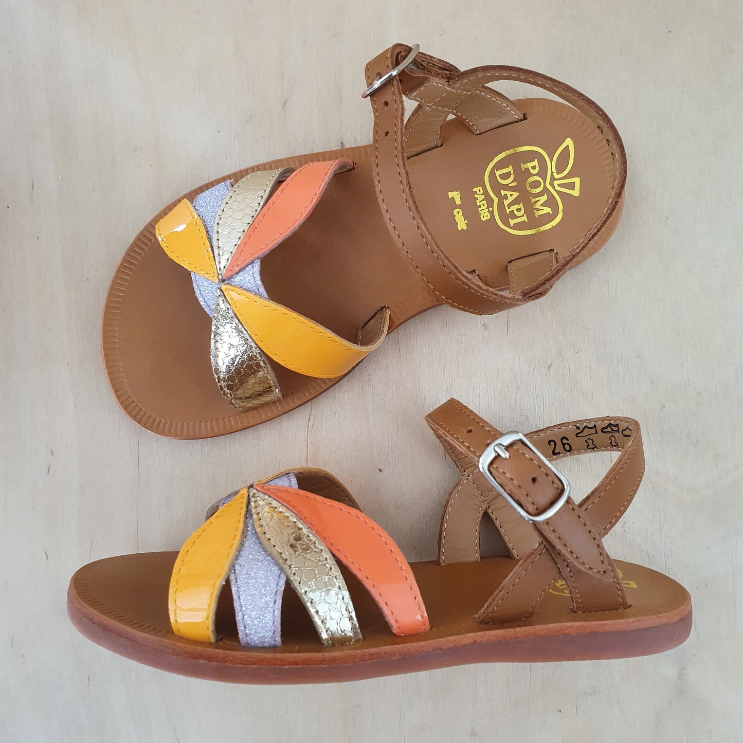 POM D'API - sandaal plagette oto - camel/orange