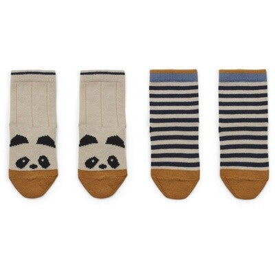 Silas cotton socks - panda stripe ecru