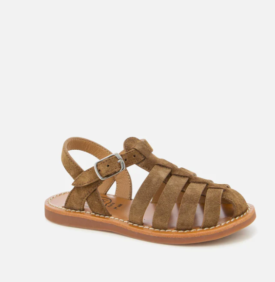 sandaal plage stitch dad - velours camel