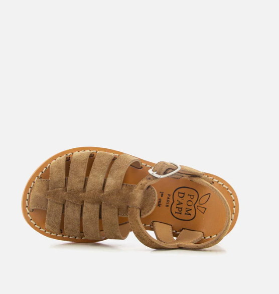 sandaal plage stitch dad - velours camel