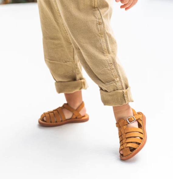 sandaal plage stitch dad - velours camel