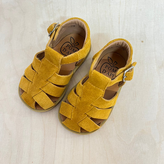 stapsandaal - poppy daddy velours - jaune (donker)
