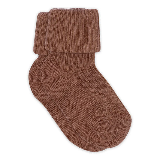 MP Denmark cotton rib baby socks brown sienna
