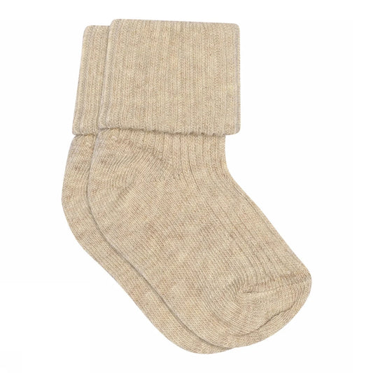 MP Denmark cotton rib baby socks beige melange