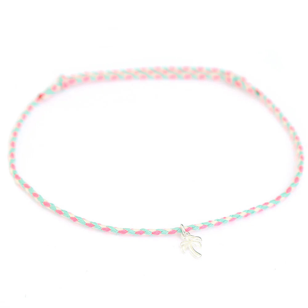 Enkelbandje beach palmboom zilver