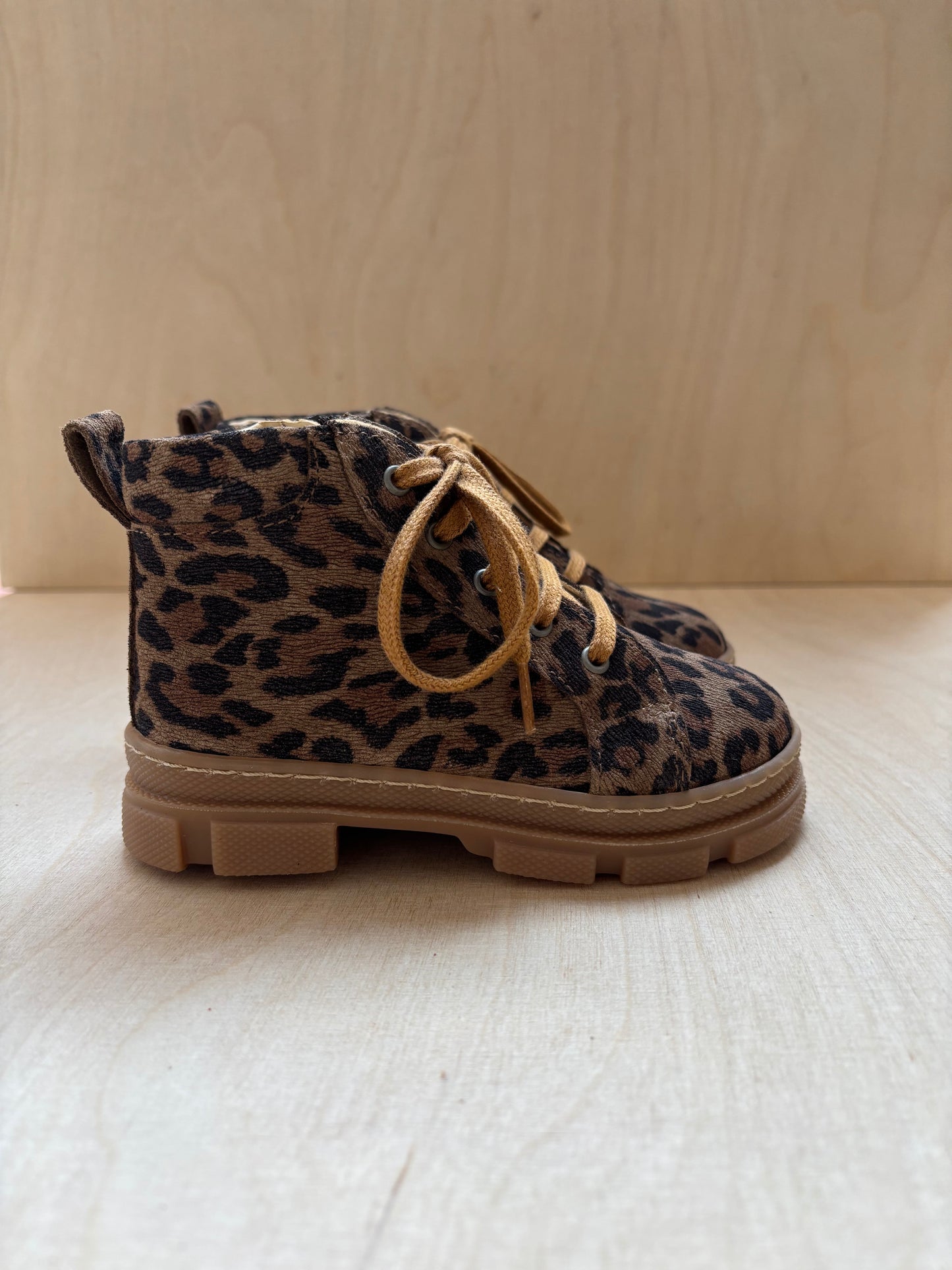 Angulus lace-up zip boots leopard