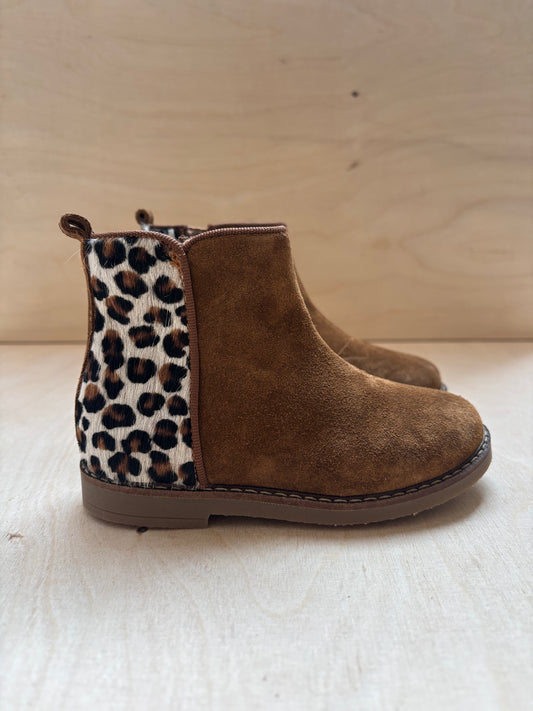 Pom d'api enkellaarsje velours pony - tabac leopard