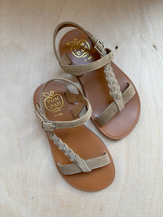 Pom d'api sandaal plagette antik - velours avana