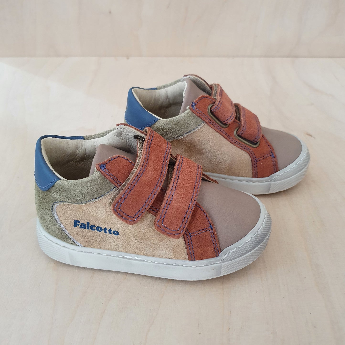 FALCOTTO - stapsneaker patiula - taupe sand, rood/blauw