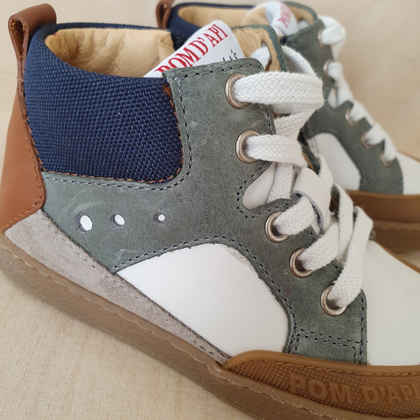 POM D'API - sneakers mousse bump - off white / kaki