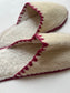 wollen pantoffel, rode bies