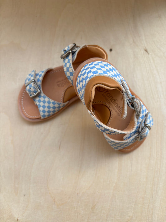 Rondinella stapsandaal ruitjes blauw