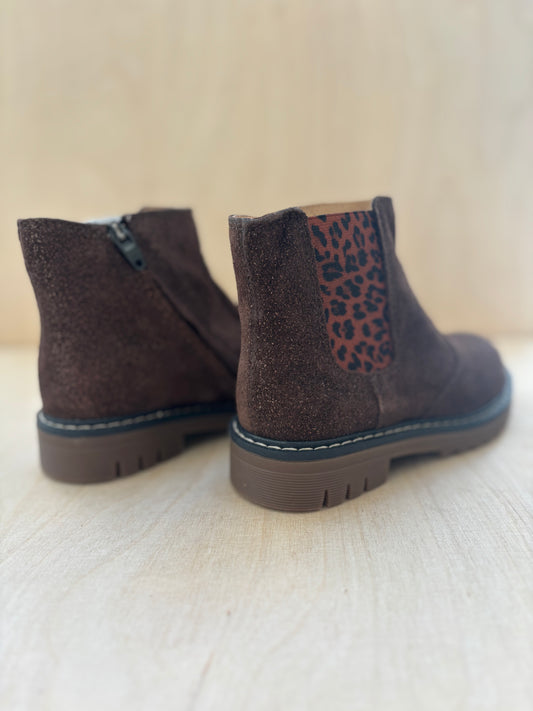 Pom d'api enkellaarsje dark cafe bruin - leopard