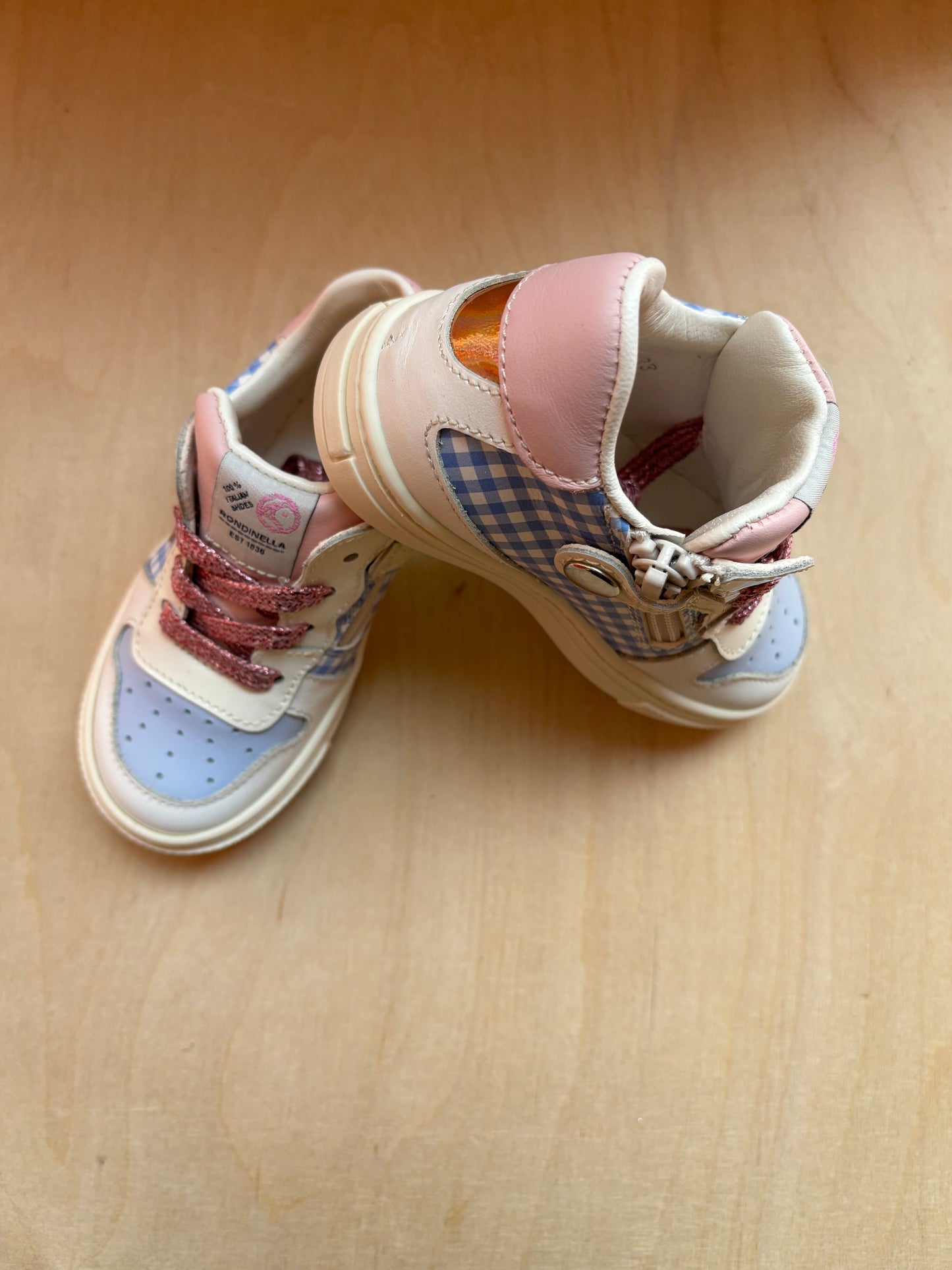 Rondinella eerste sneaker blauwe ruitjes