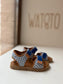 sandaal velcro - ruitjes blauw