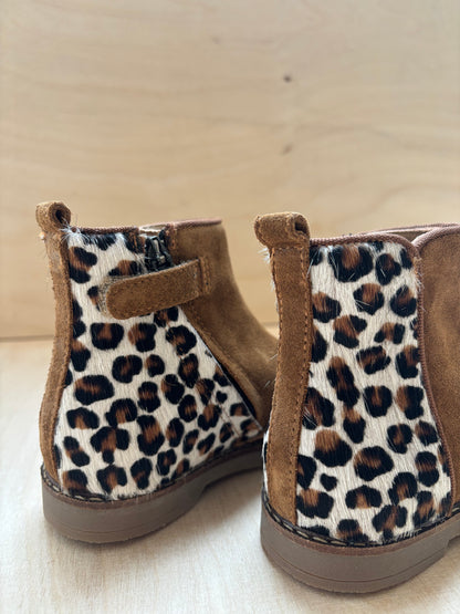 Pom d'api enkellaarsje velours pony - tabac leopard