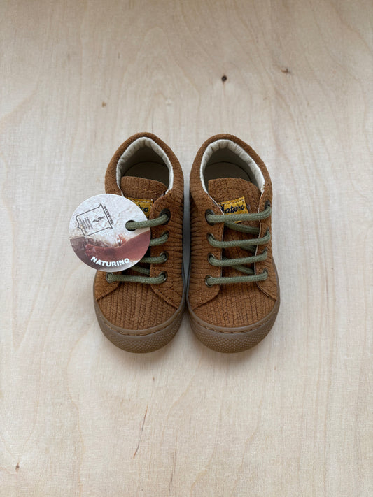 Naturino cocoon woven brown - sand groene veters