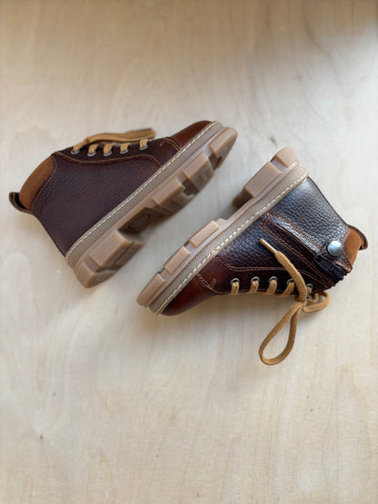 Angulus lace-up zip boots cognac