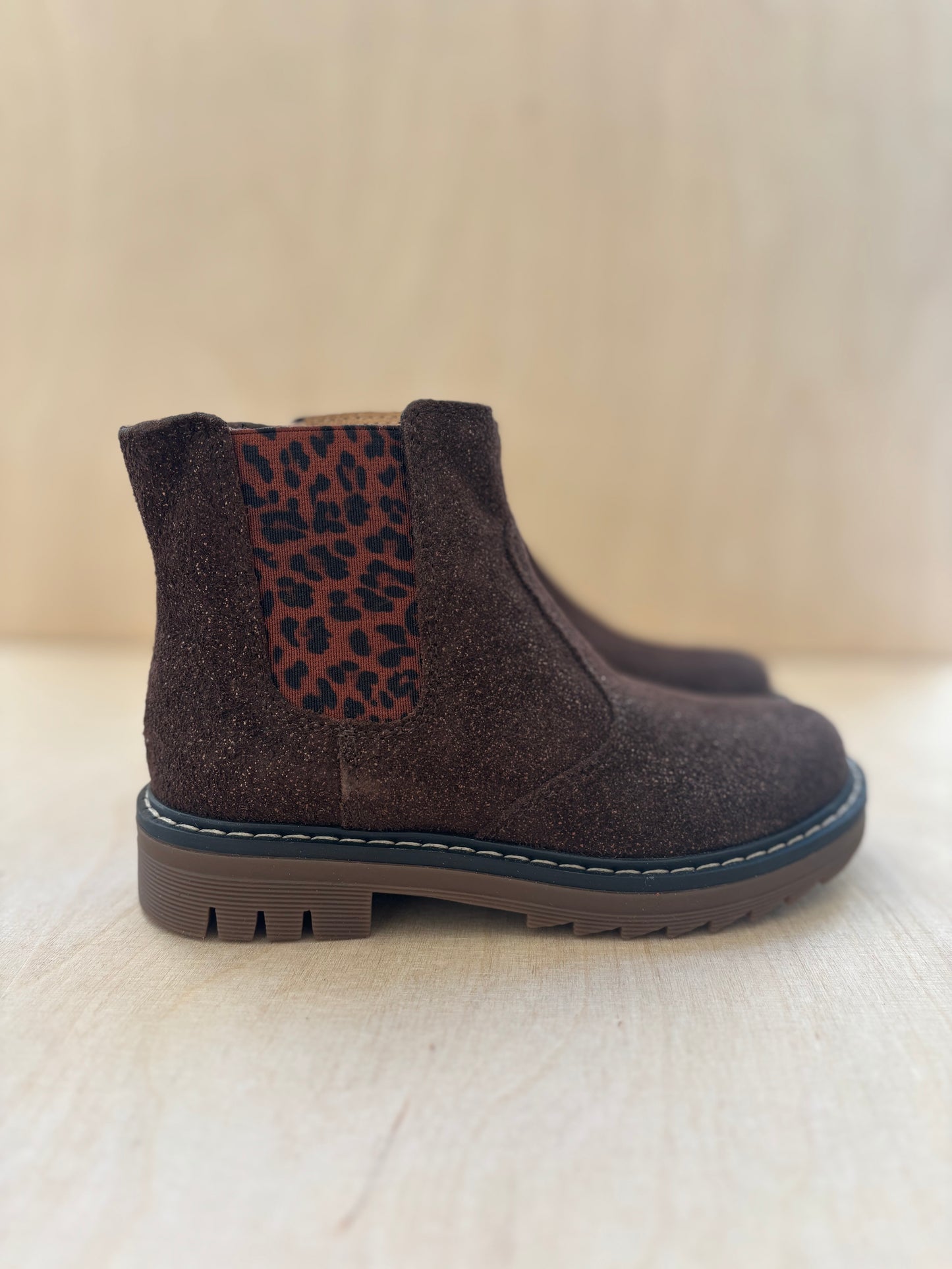Pom d'api enkellaarsje dark cafe bruin - leopard