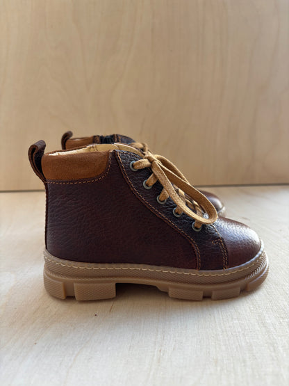 Angulus lace-up zip boots cognac