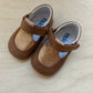 babyslofjes - velcro, cognac, shiny