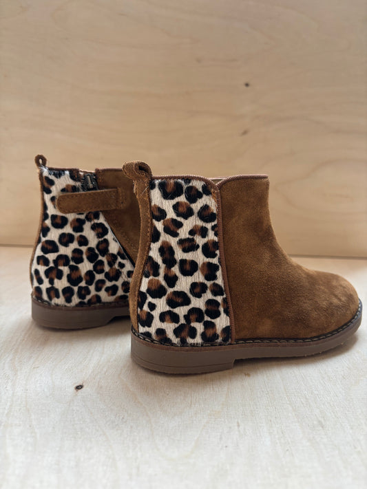 Pom d'api enkellaarsje velours pony - tabac leopard