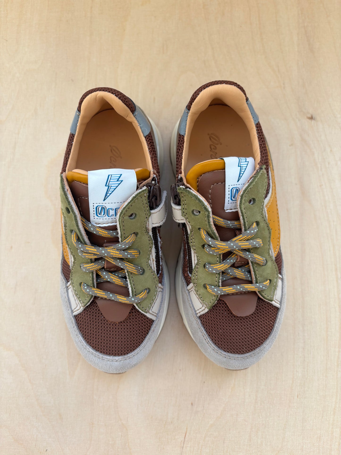 Ocra runner grijze tip - bruin - groen - oker