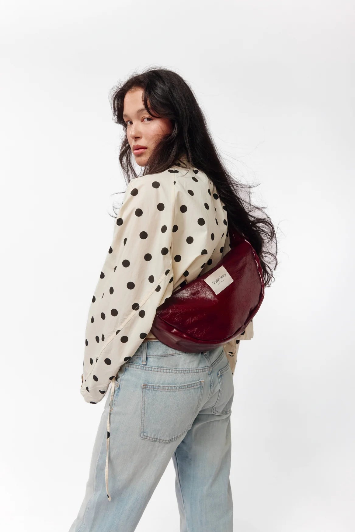 Studio noos vegan leather mini cross body bag burgundy