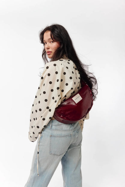 Studio noos vegan leather mini cross body bag burgundy