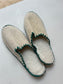 wollen pantoffel, groene bies