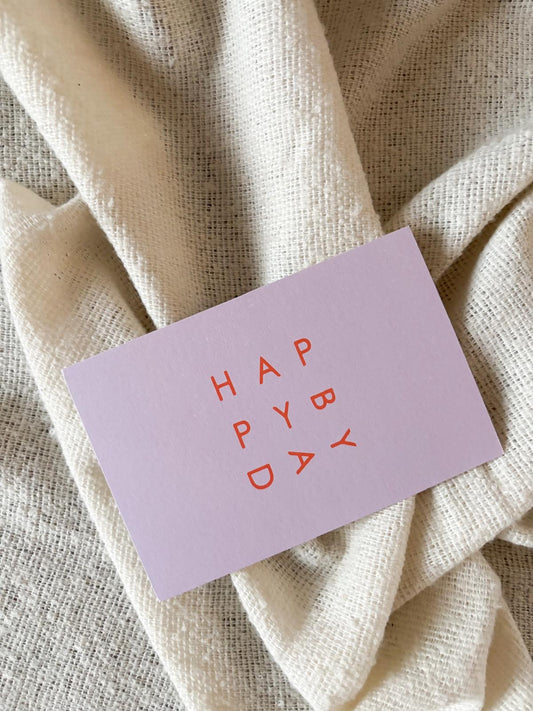 Wenskaart 'Happy birthday' lila