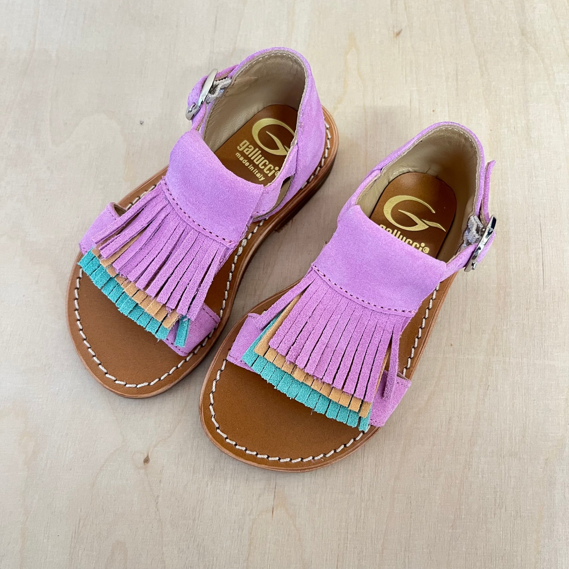 GALLUCCI sandaal lila franjes beige mint