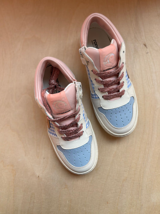 Rondinella sneaker blauwe ruitjes