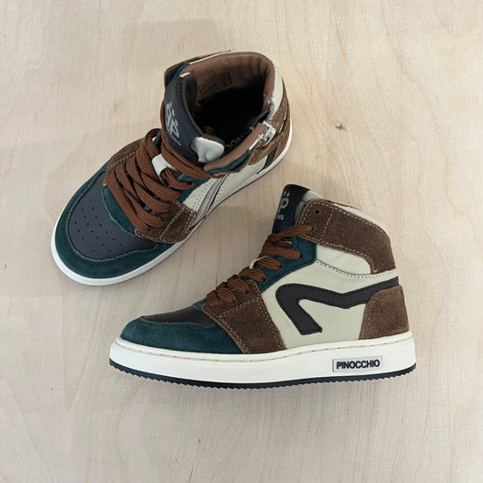 hightop sneaker - groen bruin, combi