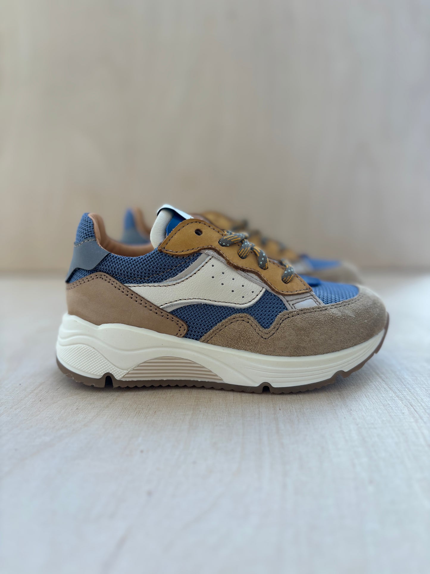 Ocra runner blauw beige