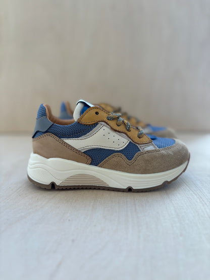 Ocra runner blauw beige